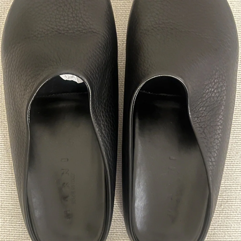 Marni Men’s Size 42/9 Black Leather Fussbett Sabot Sandals